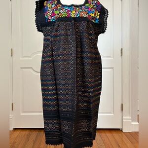 Handmade Mexican Paloma Embroidered Tunic Dress
